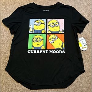 Minions Women’s Juniors Current Moods Graphic Tee T-shirt Top Short Sleeve XXL